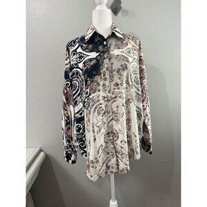 ETRO paisley button up shirt long sleeve made in Italy silk blend women XL/42